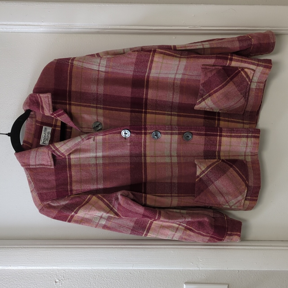 Pendleton 100% virgin wool pink flannel size L